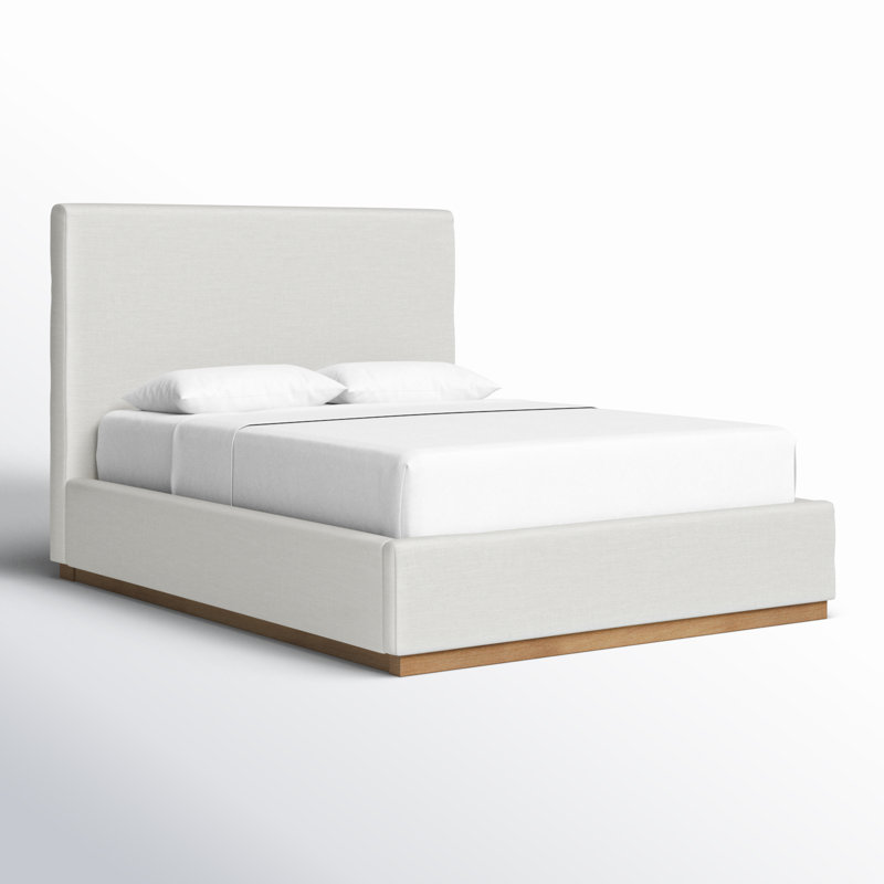 Citori Upholstered Panel Bed, Queen, Cream Linen Textured Fabric