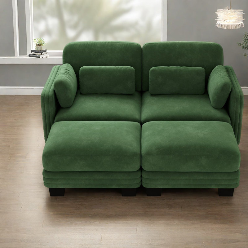 Canapés d'angle à compression, canapé moderne modulaire en chenille verte pour la maison