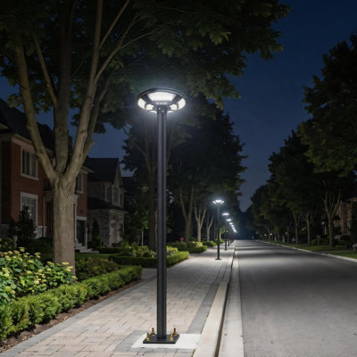 Fontane 10ft Modern Heavy-Duty Steel Solar Lamp Post Set for Yard & Driveway