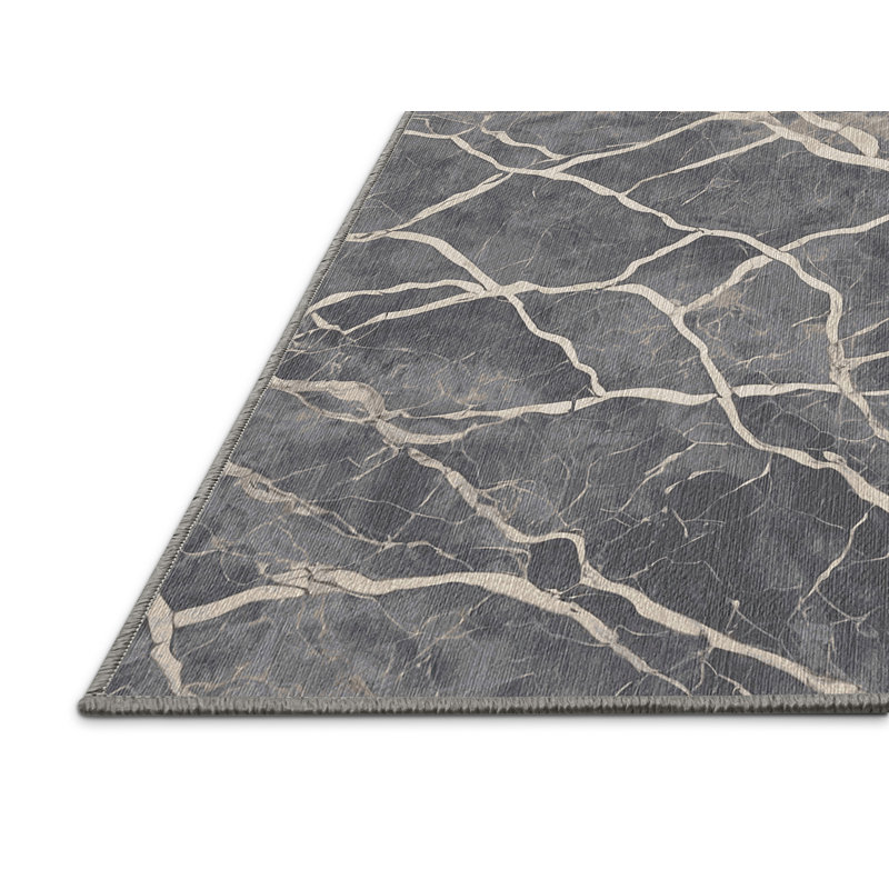 Machine Washable Gray Area Rug, Square 6'