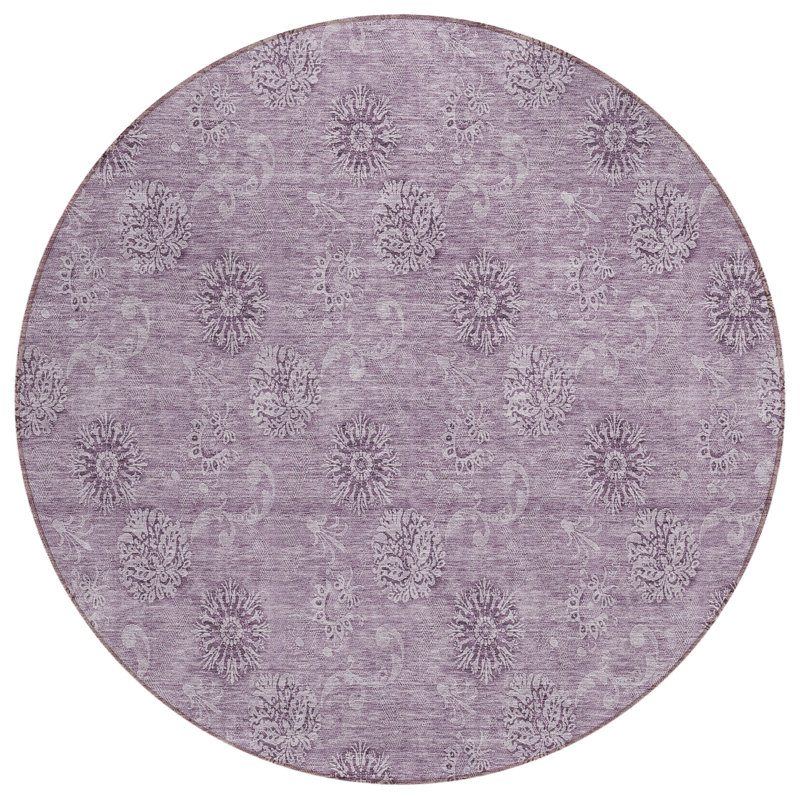 Leis Floral Indoor / Outdoor Rug, Round 8'