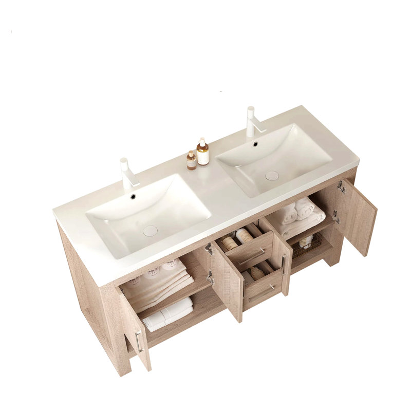 Lavabo de salle de bain 60 po sans armoire, avec vasque en acrylique