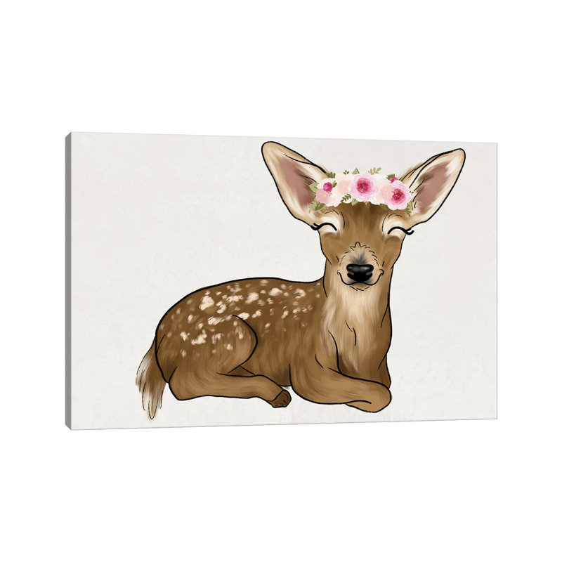 Floral Crown Baby Deer by Katie Bryant - Wrapped Canvas Gallery-Wrapped Canvas Giclée, 20.32 cm H x 30.48 cm W