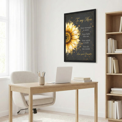 Tableau mural en toile tendue avec motif floral de tournesol, citation inspirante pour maman, cadeau de fille pour la maison (1 pièce)