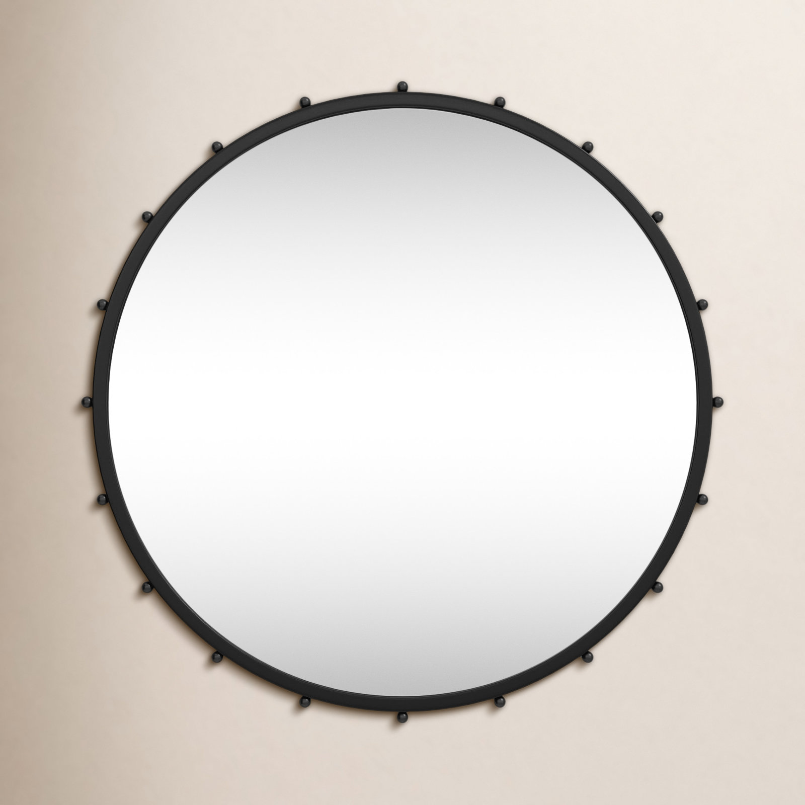 Weston Metal Round Mirror, Black, 43.7" x 43.7"