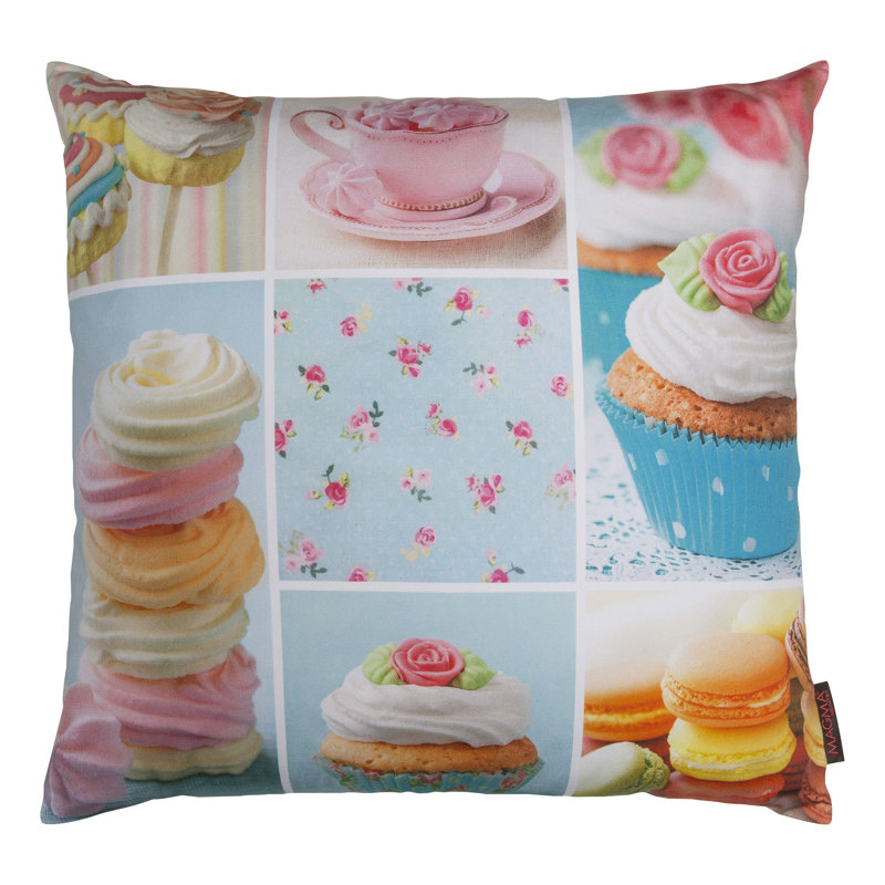 Cupcake Cotton Reversible Throw Pillow
