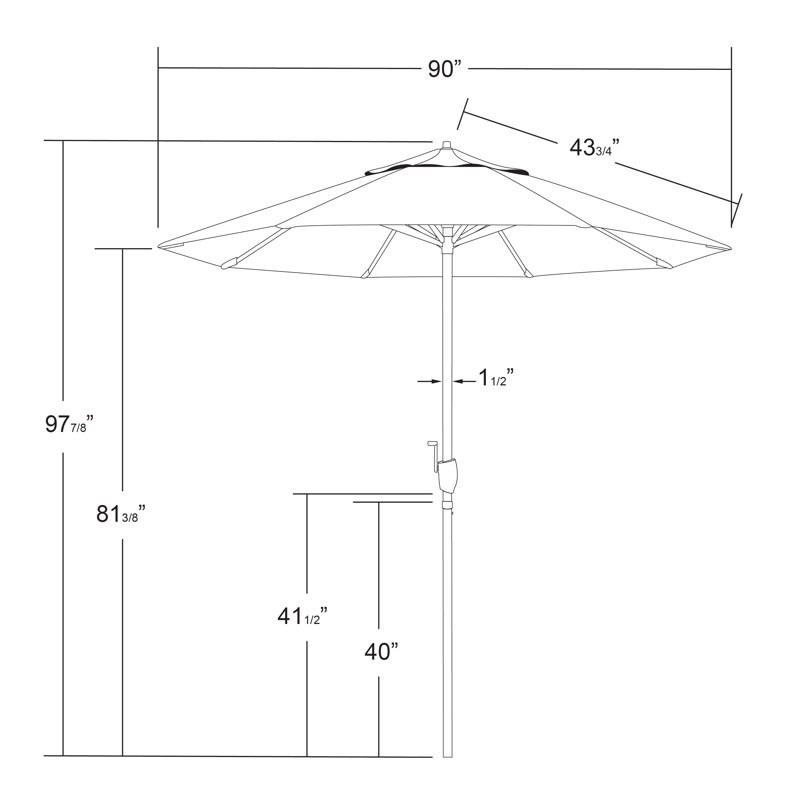 Parasol de marché 7 pi 6 po Nunn, Toile Sunbrella® vert forêt