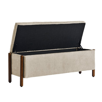 48" Modern Multifunctional Upholstered Storage Bench with Solid Wood Legs
