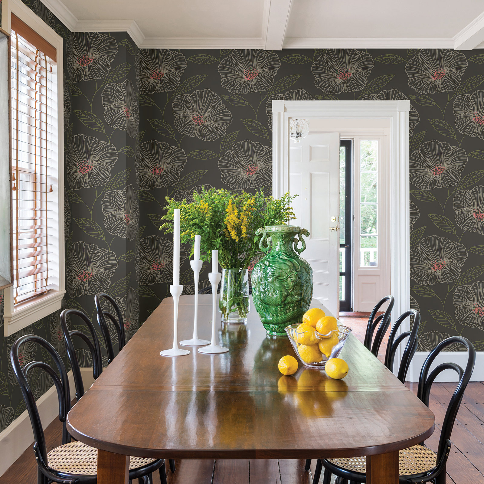 Mistral Mythic Floral Wallpaper Sample, Gray