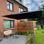 Parasol inclinable rectangulaire en porte-à-faux à double sommet 9 pi x 12 pi avec base et rotation à 360 ° Gertha, gris-1310057533