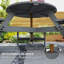 Banc de table de pique-nique avec trou pour parasol pour 6 personnes - gris