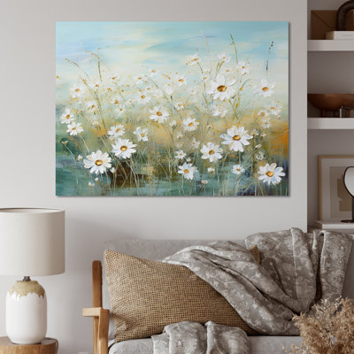 Daisies In The Sunlight Flowers Field I - Flower Field Wall Art