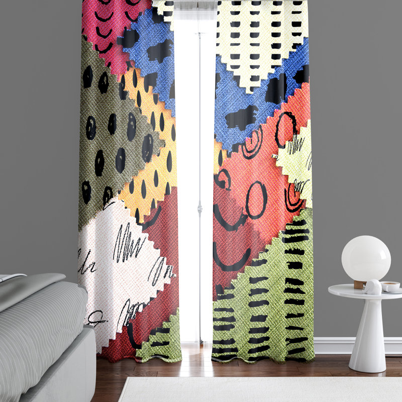 Panneaux de rideaux semi-transparents abstraits, L 56 po x L 78 po