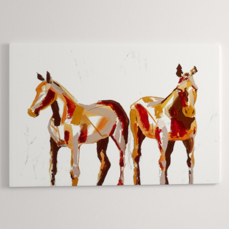 Painted Horses I Print by Milton Coppo, Glass Coat, 36" H x 54" W x 1.5" D
