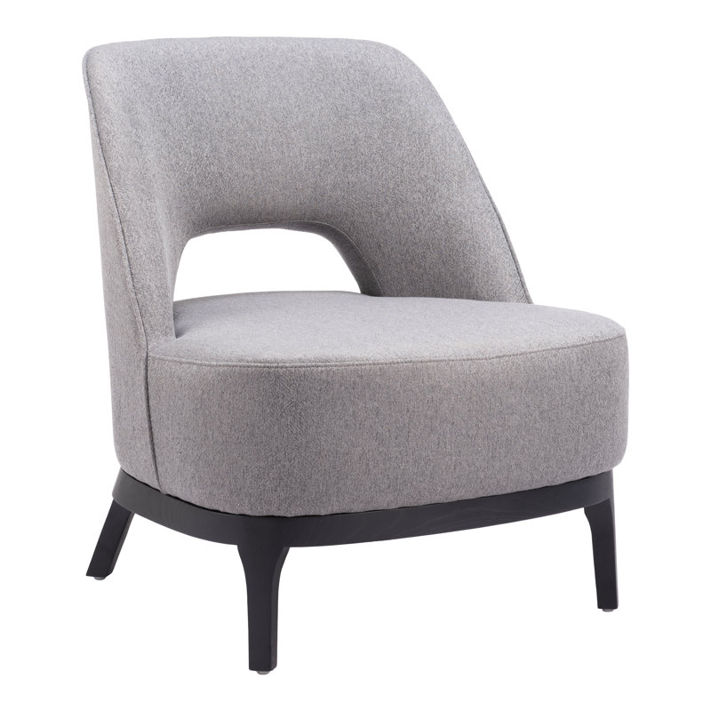 Gray Faux Leather Barrel Accent Chair with Metal Base