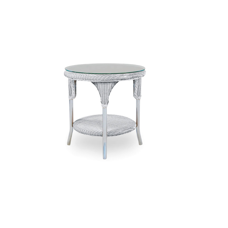 Loom Outdoor Round Side Table, White