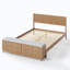 Structure de lit simple en bois de chêne naturel avec banc de rangement intégré au pied de lit, 4 tiroirs, tête de lit, robuste, aucun sommier requis, style Mid-Century moderne-2130104442-2130104440