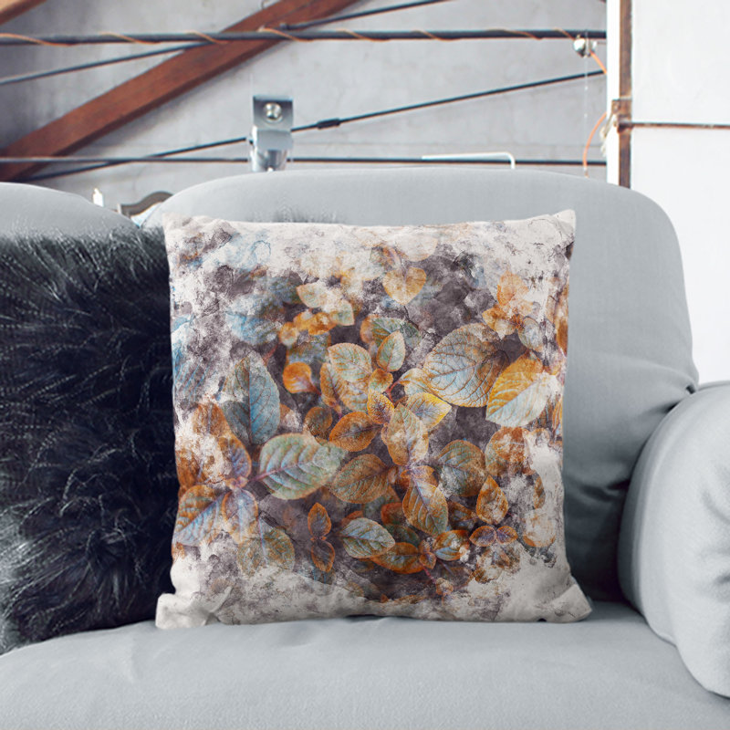 Pretty Leaves Cushion with Filling, White, 55cm H x 55cm W x 20cm D
