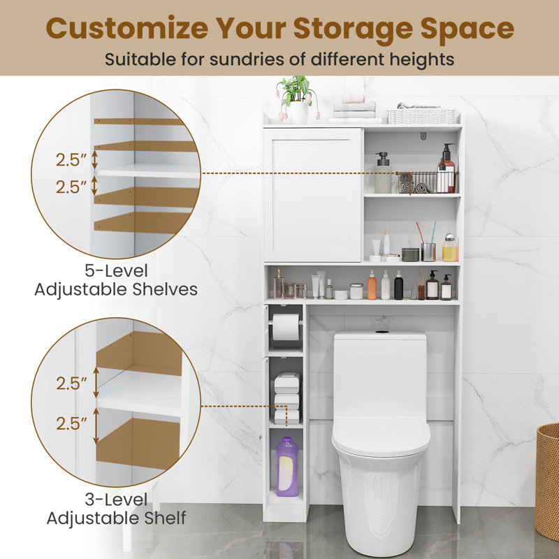 Rangement au-dessus de la toilette pour rangement de salle de bain avec porte coulissante
