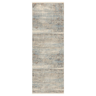 Karastan Silk Road Woven Polyester Abstract Cream/Dark Grey Area Rug