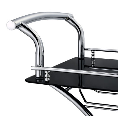 Noir et, 2, tablette en verre, chariot-bar en métal, salle à manger, rangement facile, rangement polyvalent, pièce contemporaine, rangement