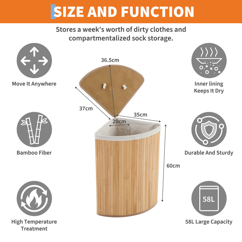 Bamboo Laundry Basket, Carbonized color