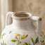 Vase de table en céramique avec imprimé citron, vase décoratif à deux poignées pour la décoration intérieure