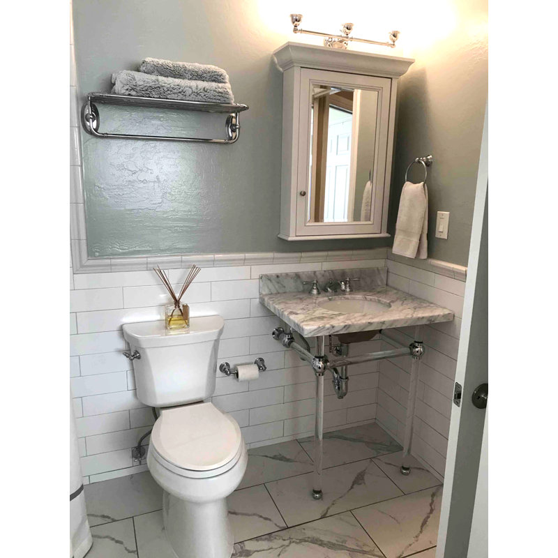 Comptoir de meuble-lavabo Templeton de 30 po Kingston avec pieds en acrylique transparent (8 po, 3 trous), Chrome poli