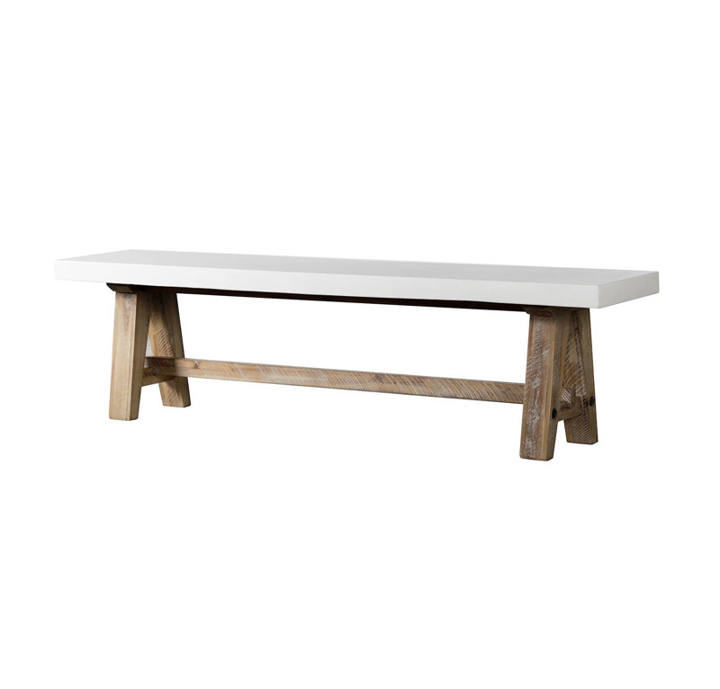 Banc de salle à manger avec plateau en béton et base en bois Partlow