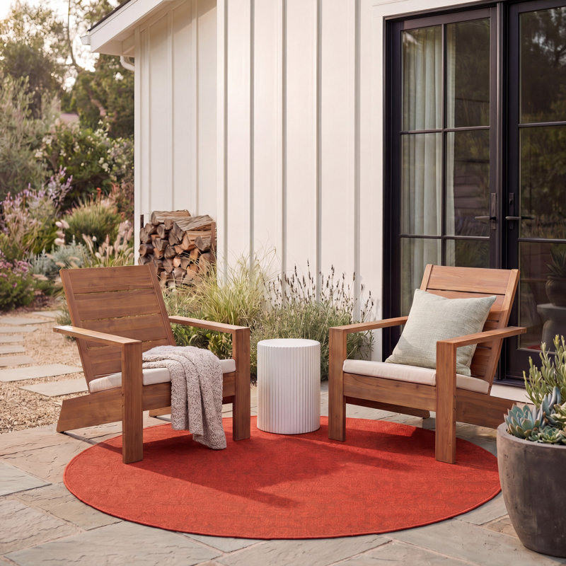 Arneshia Geometric Indoor/Outdoor Area Rug, Round 5'3"