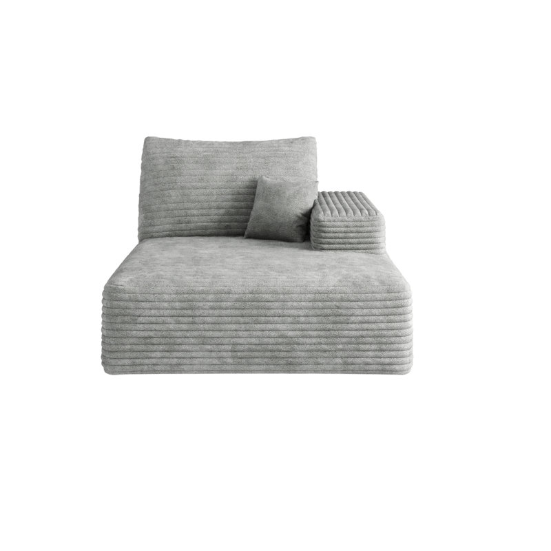 Canapé-lit Boneless Y119-R-SLEEPER, H 25,28 po x l 69,78 po x P 37,48 po, Orienté à gauche (vu de face), Tissu gris antique
