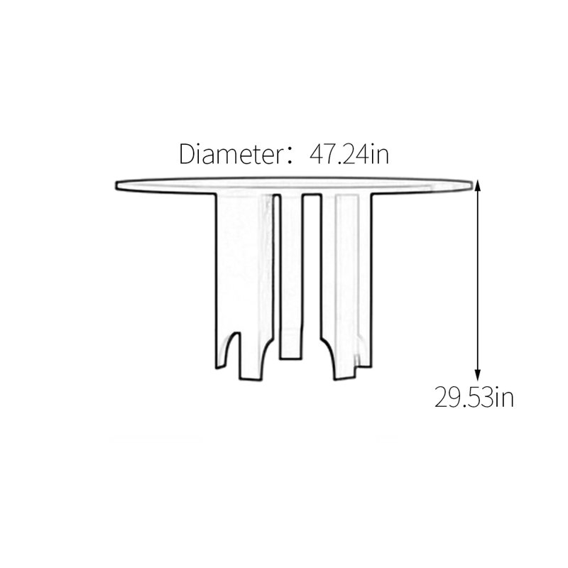 Round black oak dining table, 29.53”H x 47.24”L x 47.24”W