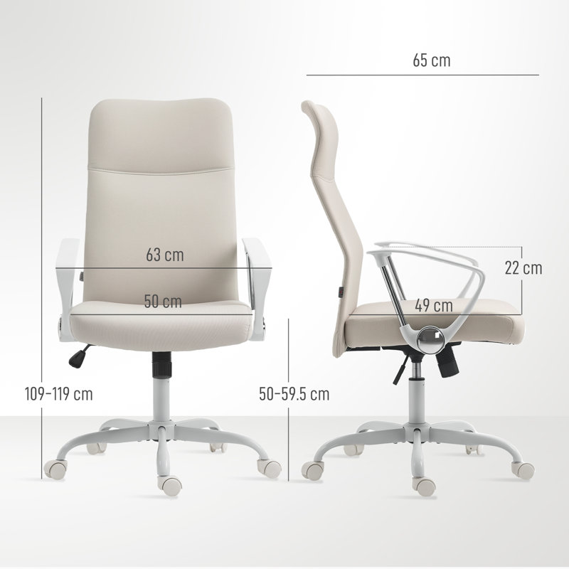 Polyester Office Chair, Cream White