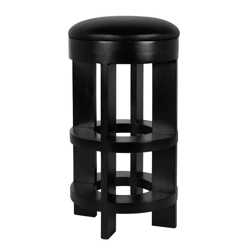 Berlin Upholstered Stool with Solid Wood Frame, Bar Stool