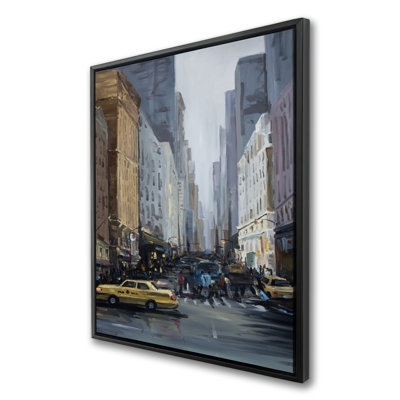 In the City - Industrial Gray Framed Canvas Home Decor