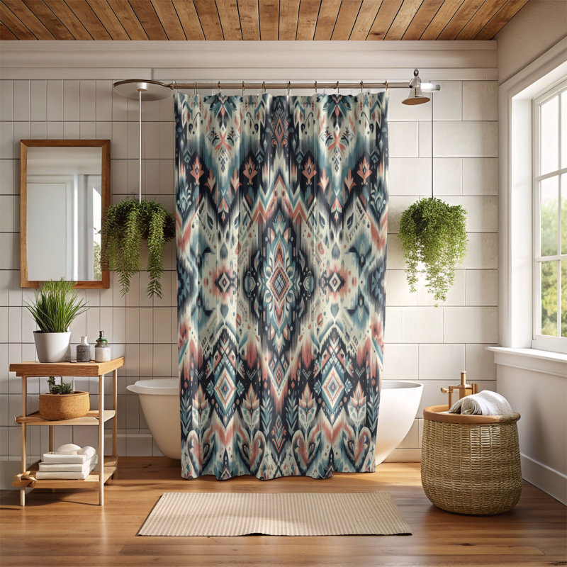 Rideau de douche standard 1 pièce Dashrath Boho Spirit, H 74 po x l 71 po