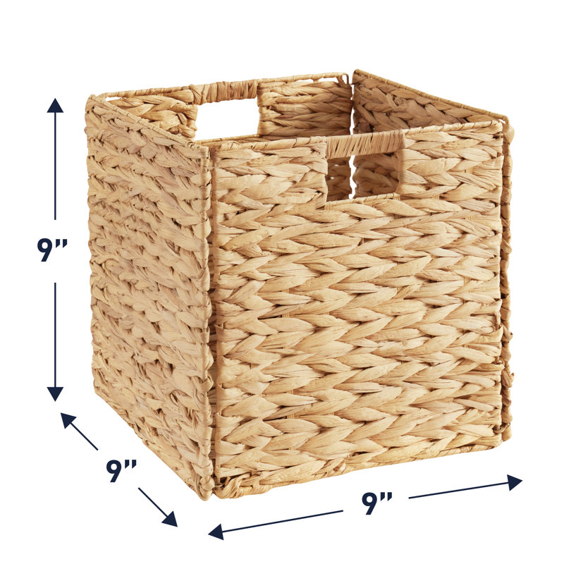 Panier de rangement en osier pliable Cornetta Water Hyacinth, H 9 po x l 9 po x P 9 po