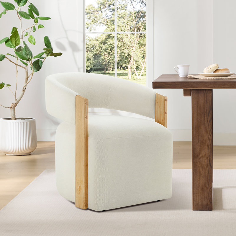 Chaise rembourrée avec roulettes cachées, Beige