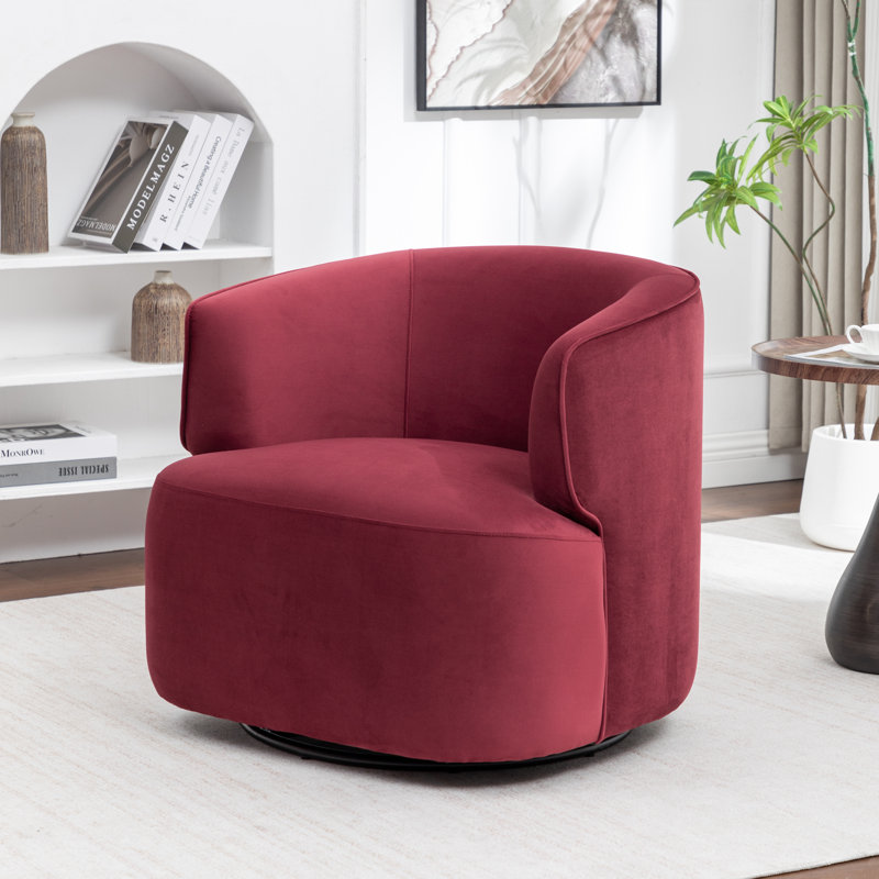 Fauteuil demi-tonneau pivotant rembourré Tybias, Rouge