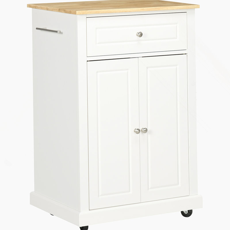 Chariot pour îlot de cuisine roulant, portatif, tiroir, tablette réglable, 2 porte-serviettes, blanc crème