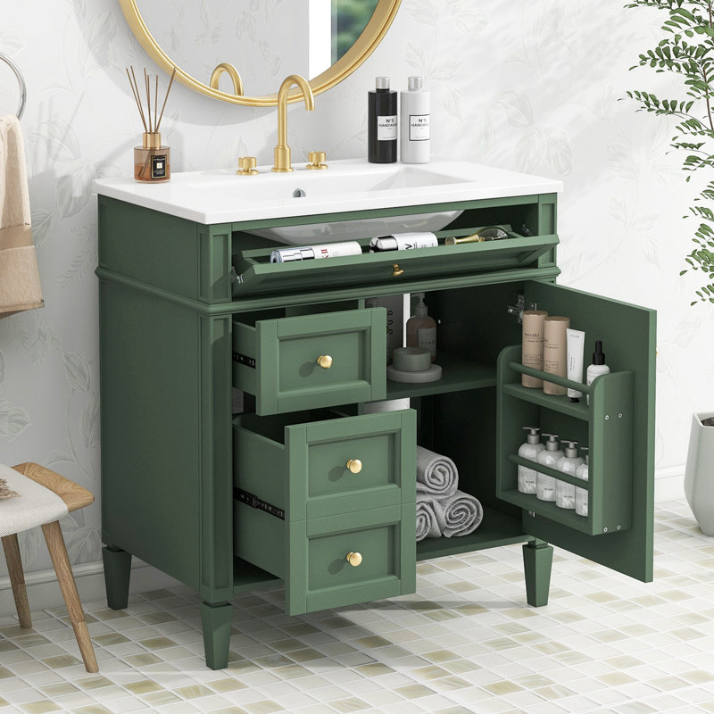 Meuble-lavabo de 30 po avec lavabo supérieur, Blanc