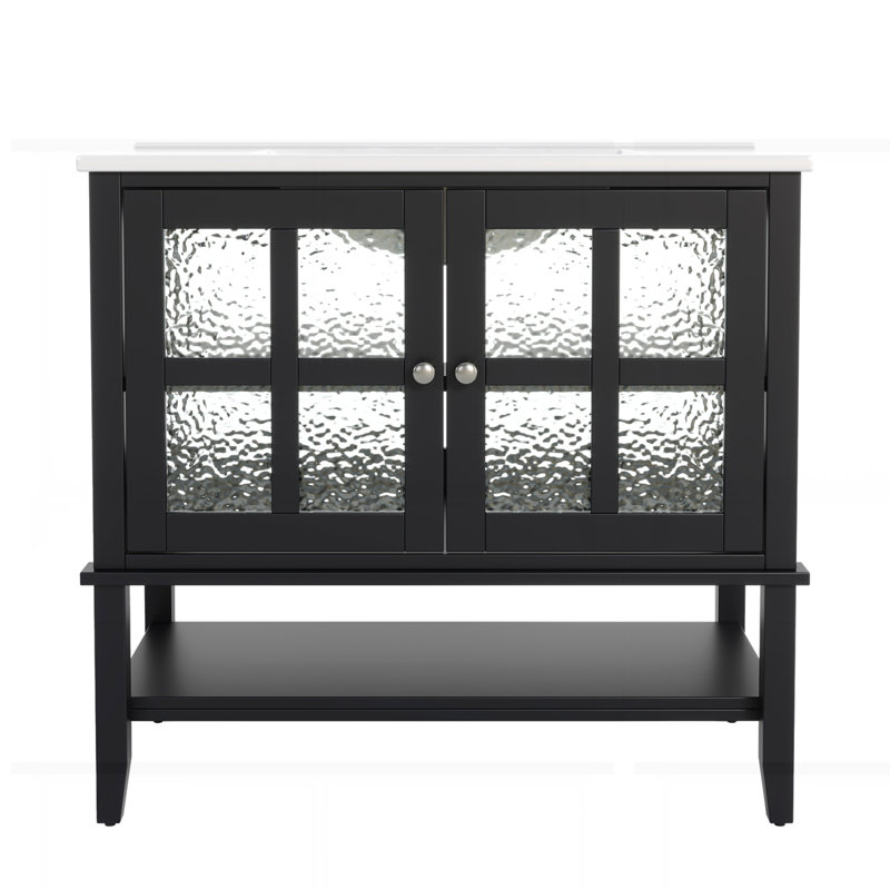 36" bathroom vanity with ceramic sink, Noir