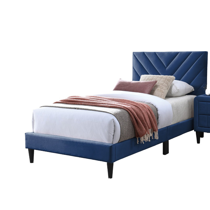 Lit 1 pièce de style contemporain, Lit double, Marine
