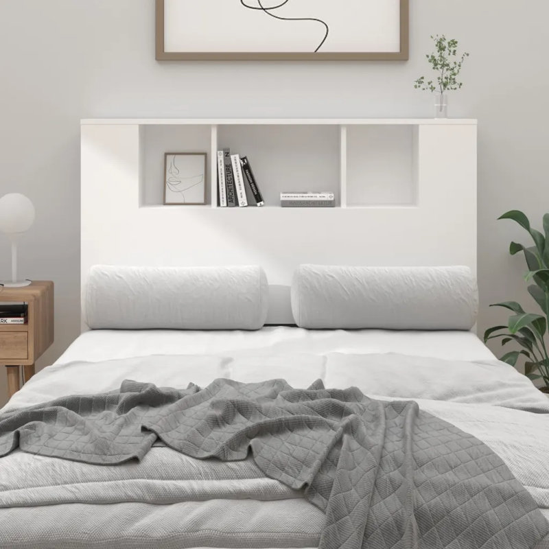 17 Stories Headboard Cabinet Engineered Wood, Small Double (4'), White