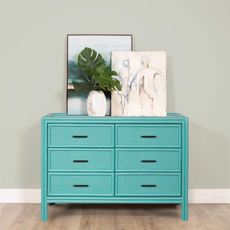 Commode double 6 tiroirs Aruba, Turquoise