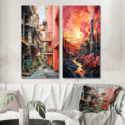 «Peach Process Popart Factory», ensemble de 2 impressions sur toile