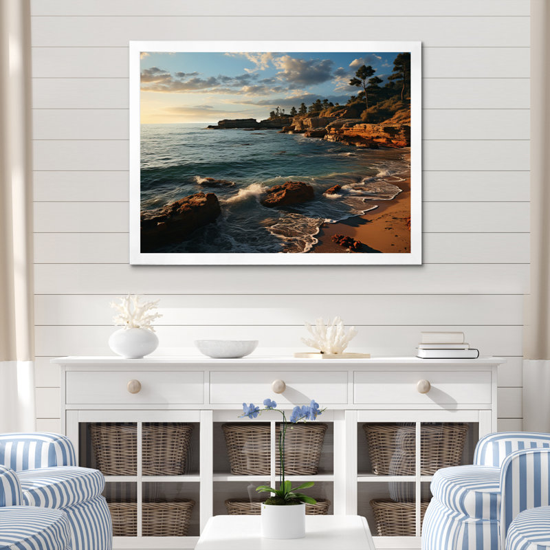 Impression sur toile Coastal Serenity I, H 34 po x l 44 po x P 1,5 po, Cadre simple blanc