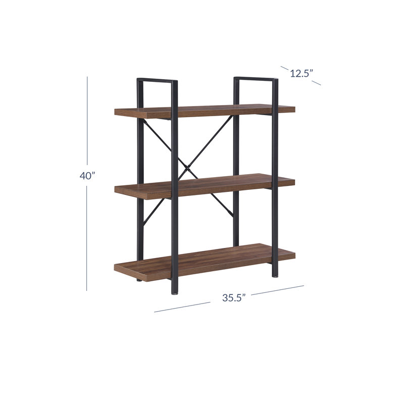 Bibliothèque en métal, Noyer foncé, (5 tablettes) H 70 po x l 47,3 po x p 12,5 po