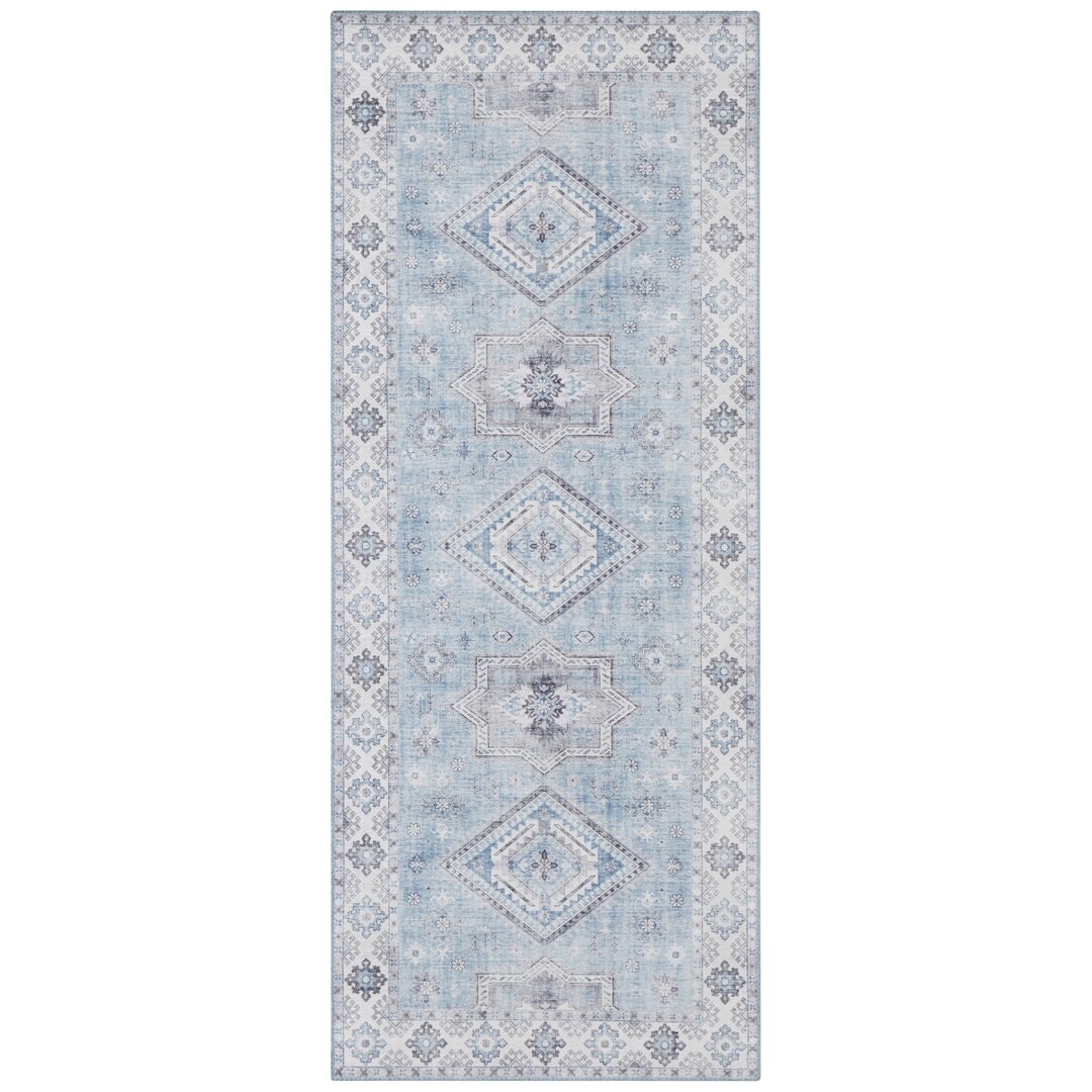 Gratia Teppich Orientalisch - Orient Flachgewebe für Wohnzimmer, Esszimmer, Schlafzimmer - Blau