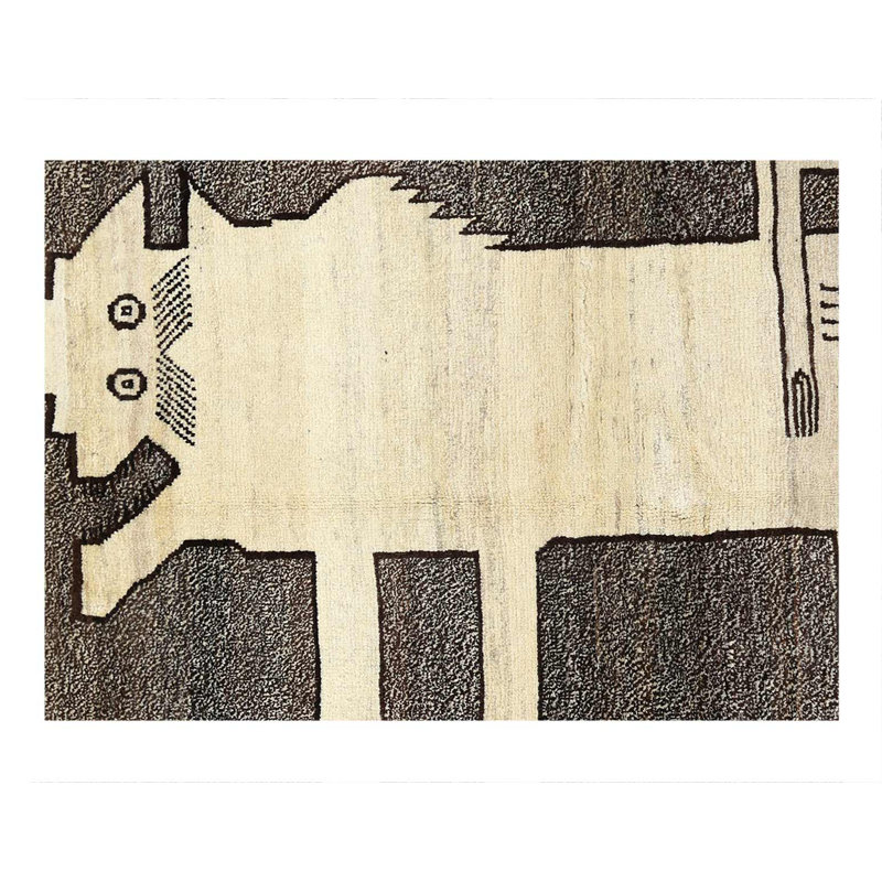 Animal Pictorial lion Hand Knotted Rug 3'5"X 5'1"